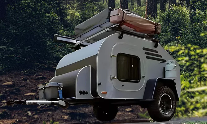 Classic and Modern Camping – Teardrop Campers, Van Box Camper, and Caravan with Slide Out
